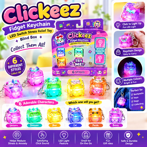 Clickeez fidget keychain led - fidget,