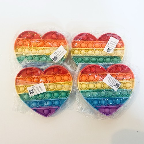 Rainbow heart bubble fidget - rainbow,